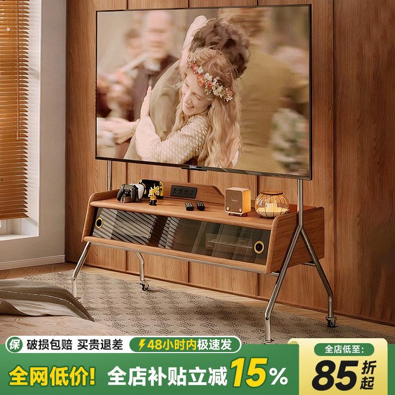 实木可移动电视柜客厅家用中古新款小户型落地储物电视机支架挂架