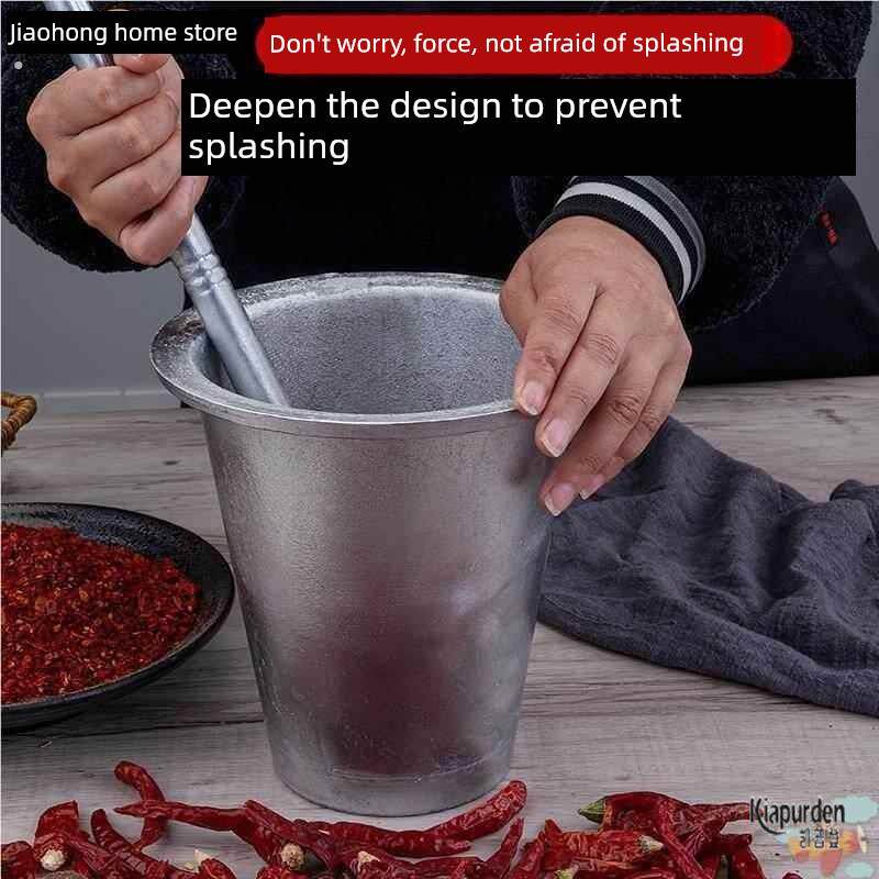 老式擂钵铝沙坤捣辣椒面捣蒜器捣碎器对窝大号石臼杵研磨器捣罐