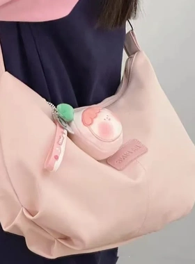 日系ins单肩包女简约百搭休闲大容量饺子包大上课通勤斜挎包