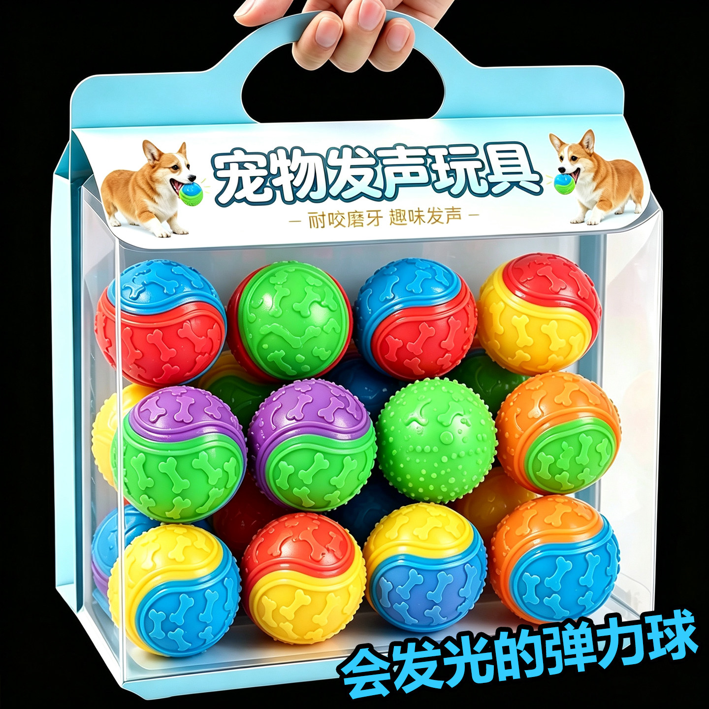 幼犬发声夜光耐咬磨牙TPR球