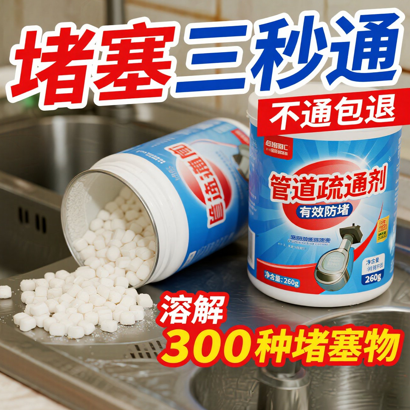 强力管道疏通剂粉厨房下水道