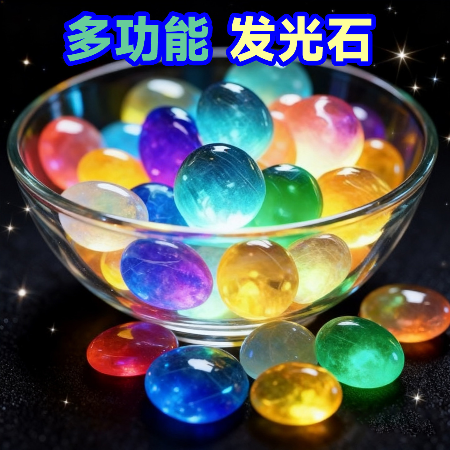 夜光彩色鹅卵石鱼缸龟缸造景