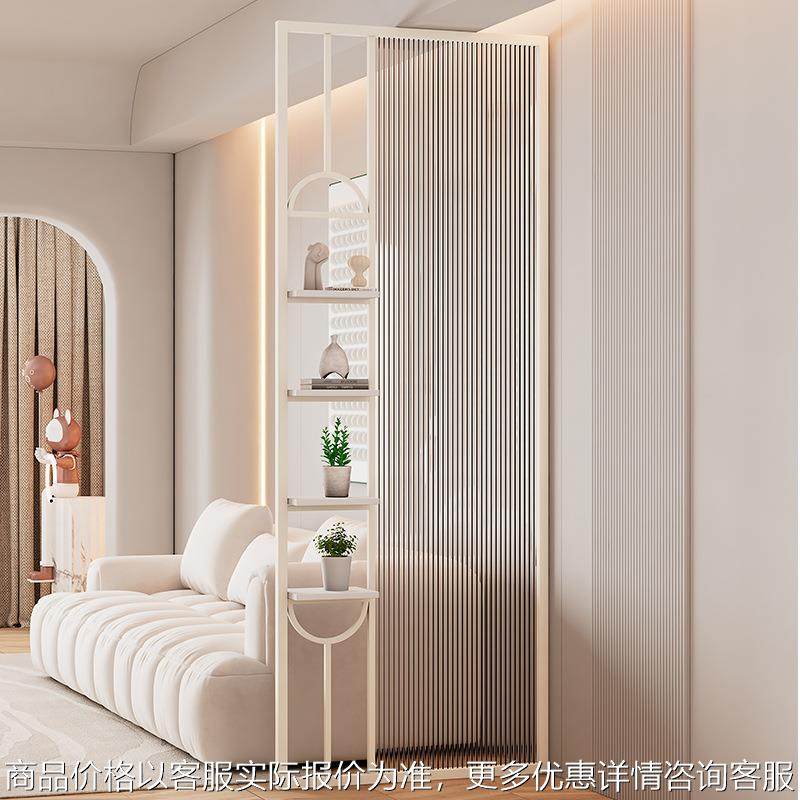 现代简约铁艺入户客厅玄关长虹玻璃屏风隔断卫生间隔断置物柜