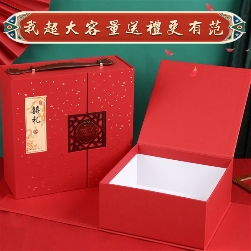 2021新款创意喜糖盒子免折叠空盒回礼大号手提硬盒结婚可定制名字