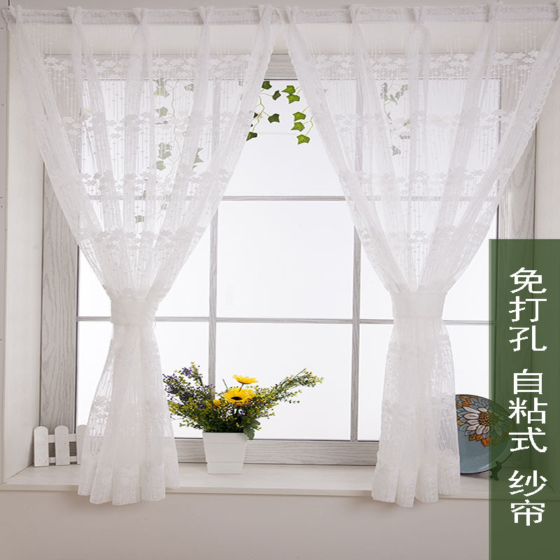 韩式纱帘可拆卸窗帘装饰简易安装隔断窗纱固定褶皱飘窗阳台纱