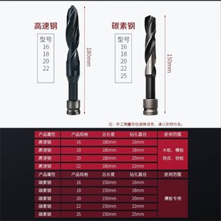 电扳手麻花钻头木工钻头含钴高硬度模板钢板钻头182022毫米开孔器