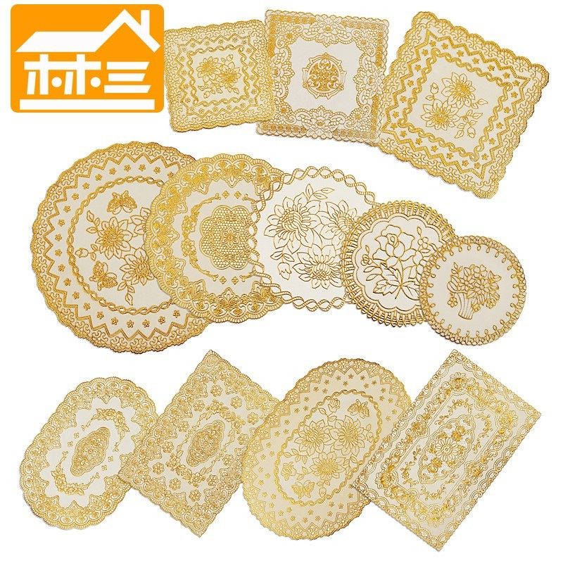 多片装欧式烫金装饰pvc垫餐垫盘圆形西餐垫杯垫碗垫茶几金色托盘