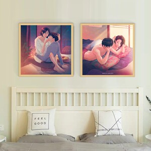 梁世恩风唯美小清新餐厅挂画爱情情侣恋人酒店装饰画