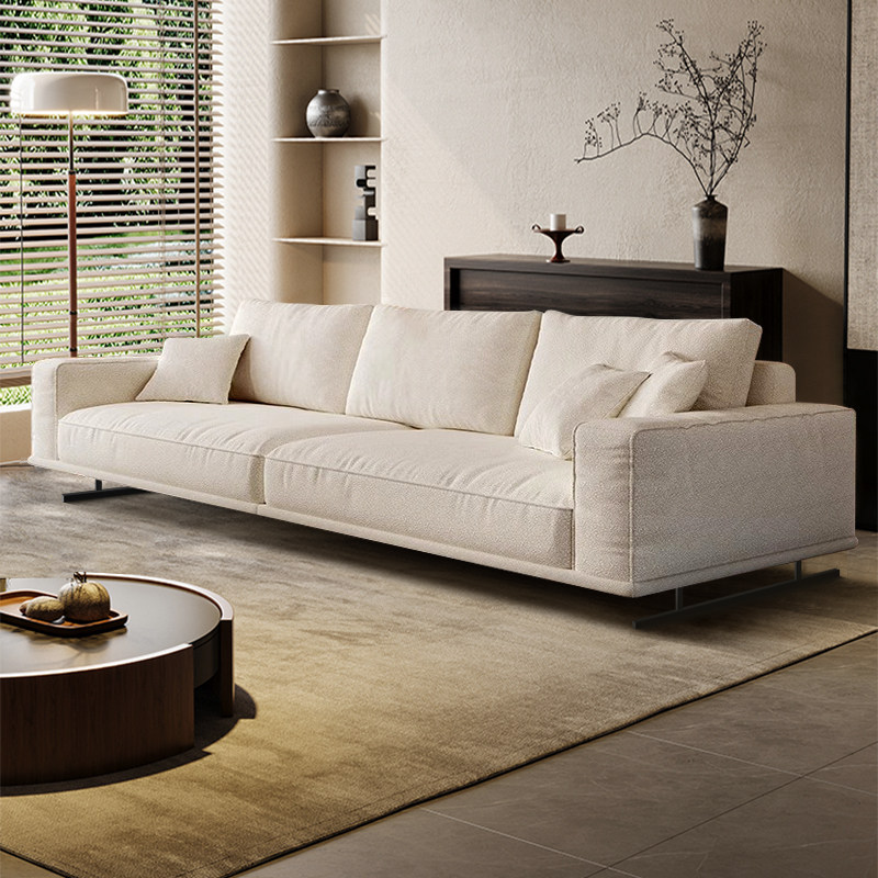 棉麻布艺沙发客厅现代简约小户型直排高级粗麻布三人位意式极简