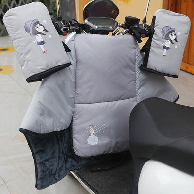 折叠电动车挡风被冬季加绒防水防雨罩加厚两件式小型号电动车挡风