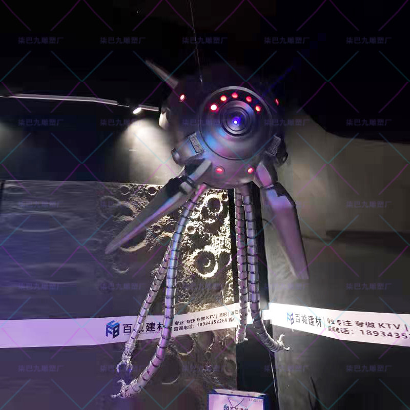 赛博朋克发光吊装飞碟模型酒吧ktv装饰航空科技馆UFO飞船大型摆件