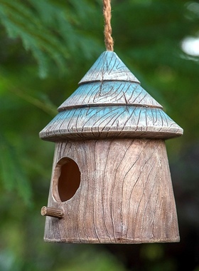 户外花园装饰 庭院 院子阳台装饰 创意 园艺仿真鸟窝树上装饰挂件