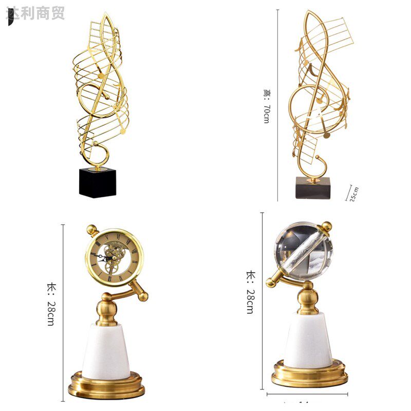 现代金色音乐符号装饰品酒店玄关摆设书房新居
