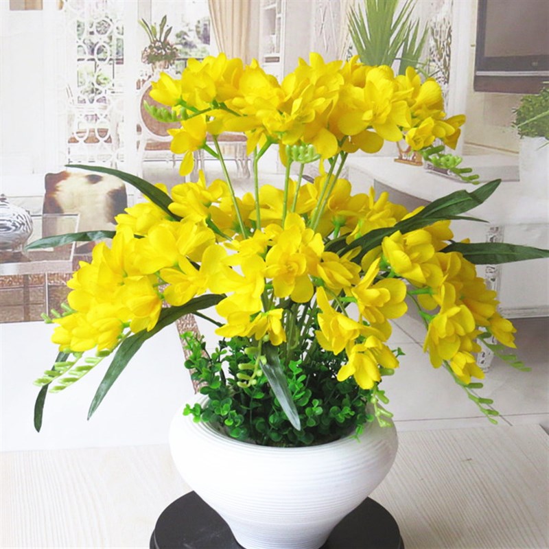 恋之艺仿真花蝴蝶兰装香雪兰盆栽假花花绢花摆设假花艺