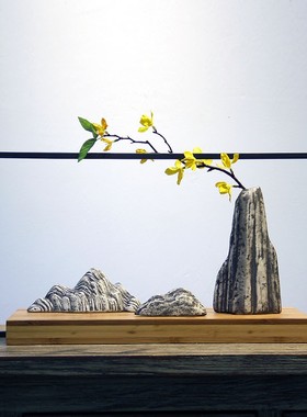 新中式仿真花艺盆景假山家居餐桌玄关柜样板房电视柜软装饰品