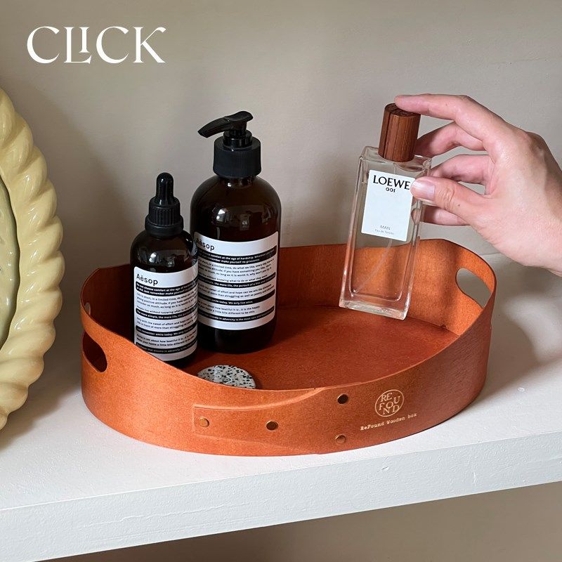木质提手收纳夏克木盒玄关杂物收纳 香薰蜡烛陈列盘
