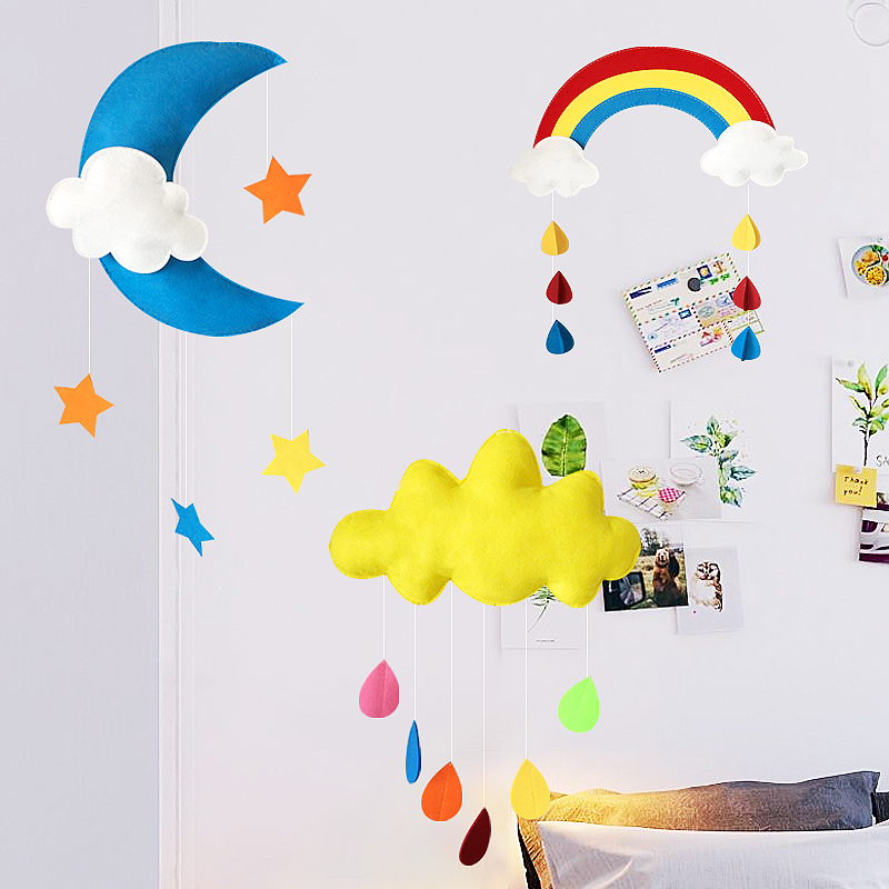 儿童房软装饰挂件幼儿园教室环创材料星星太阳彩虹云朵吊饰悬挂物