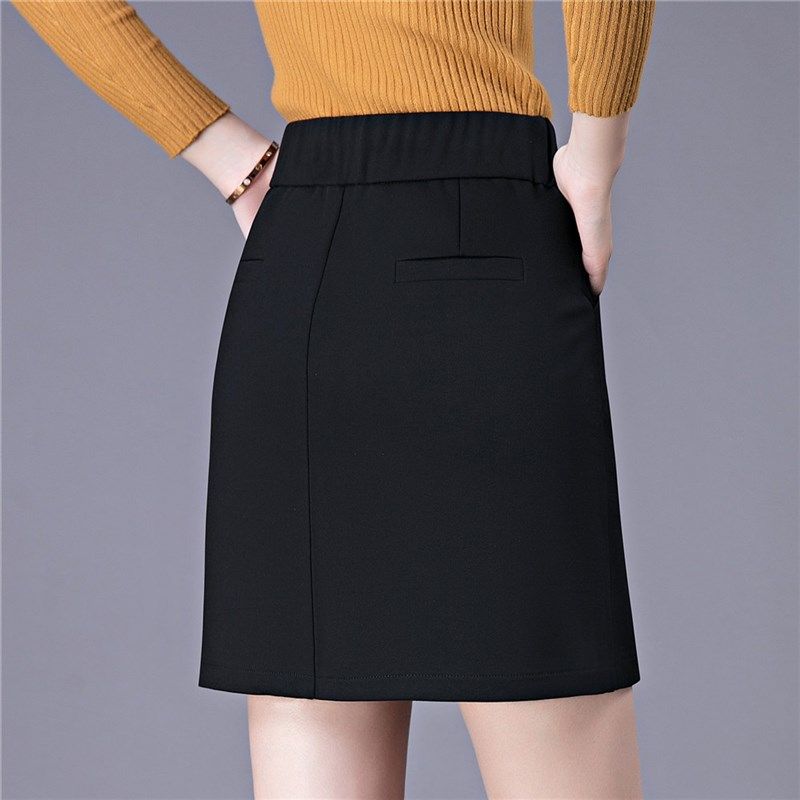 春夏弹力松紧高腰显瘦黑色西装职业包臀a字裙胖MM大码半身裙短裙