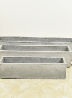 新款水泥花盆黑色特大号绿植长方形马槽简约北欧阳台种菜花坛镁泥