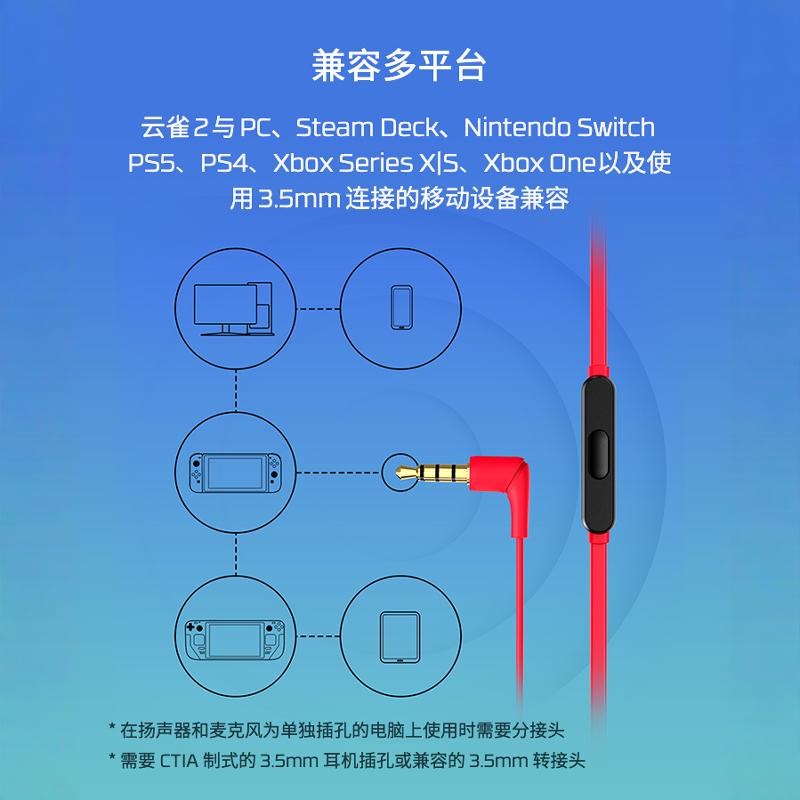 HyperX极度未知云雀2耳机电竞游戏灵音声卡入耳式CS和平精英耳塞