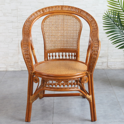 藤椅单人阳台桌椅三件套茶几组合滕椅真藤靠背椅简约休闲小腾椅子