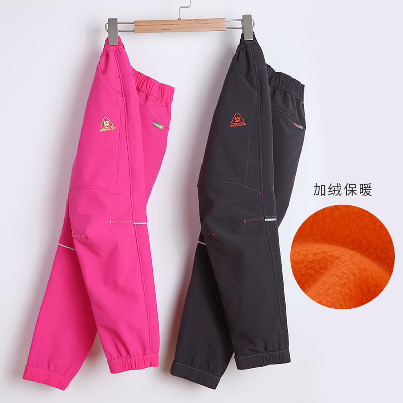 斯博兰帝儿童加绒裤子女童秋冬户外防水冲锋裤新款加厚保暖滑雪裤