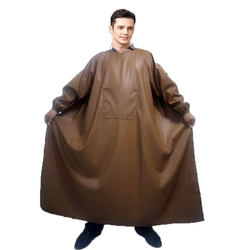 防水围裙男加长皮革罩衣成人皮护衣防油劳保工作服家居厨房围腰