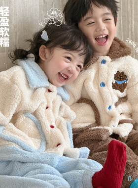 31722Bi8Bo儿童睡衣套装深秋冬季加绒加厚保暖