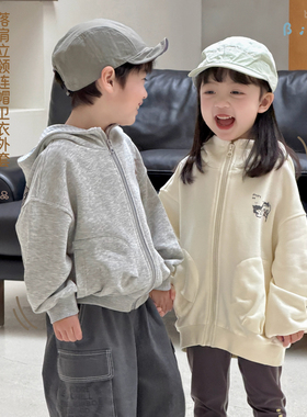 【BI8BO】2026春季新款韩版男女同款休闲儿童印花针织开衫 36083