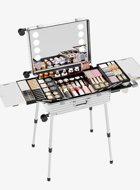 化妆箱专业跟妆师带灯镜子支架跟妆箱化妆师专用拉杆箱子OBOX新款