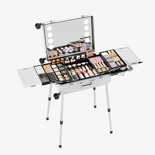 化妆箱专业跟妆师带灯镜子支架跟妆箱化妆师专用拉杆箱子OBOX新款