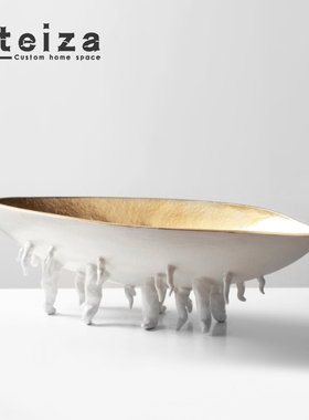 Oteiza简约现代创意陶瓷果盘摆件样板间酒店玄关客厅摆设装饰托盘