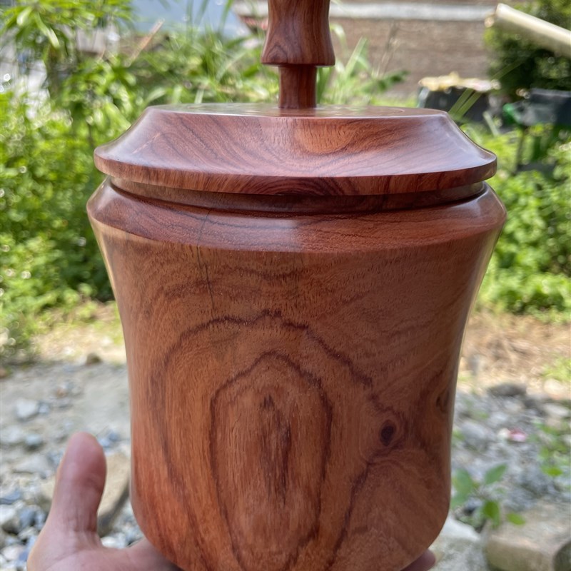 缅甸黄花梨木实木质茶叶罐高级精品储存茶罐红木醒茶罐木制密封罐