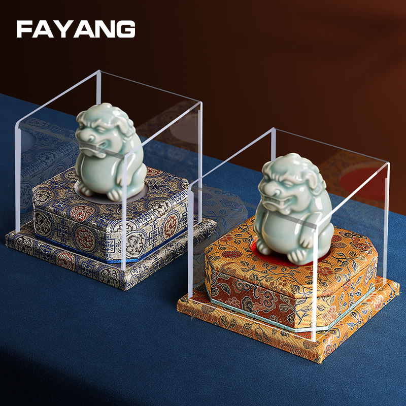 发扬国风工艺品收纳盒亚克力防尘罩核桃印章展示玉器文玩摆件底座