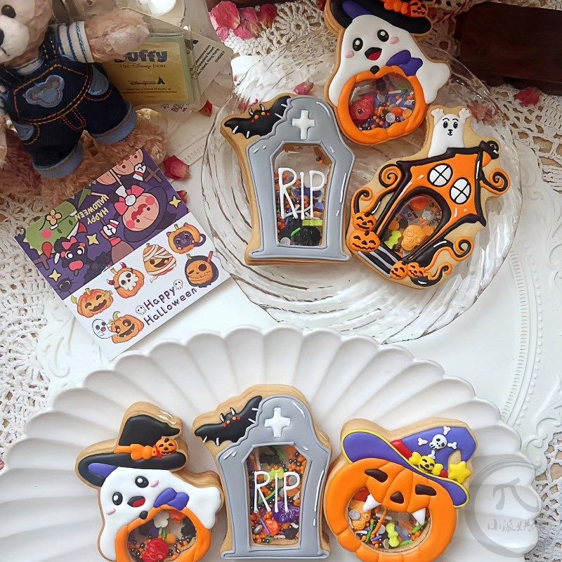 伊果老师万圣节摇摇乐蝙蝠糖果南瓜城堡幽灵石塑黏土家用饼干模具