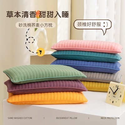 艾洛琳中式复古长方形荞麦皮枕头护颈椎旅行便携枕荞麦壳枕头小号