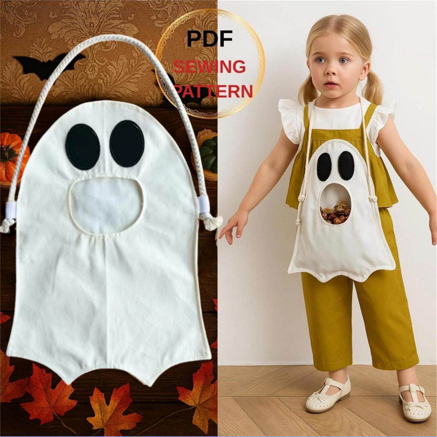 万圣节幽灵鬼袋Halloween Ghost Bag PatternDIY儿童讨糖果收纳袋