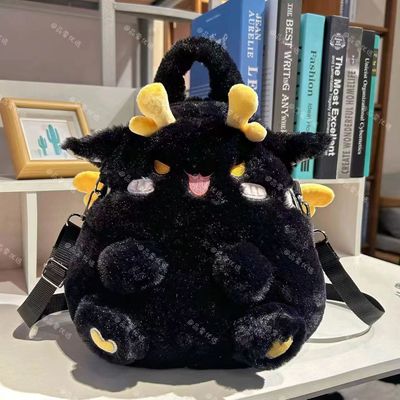 新款黑色蹲蹲龙双肩包可