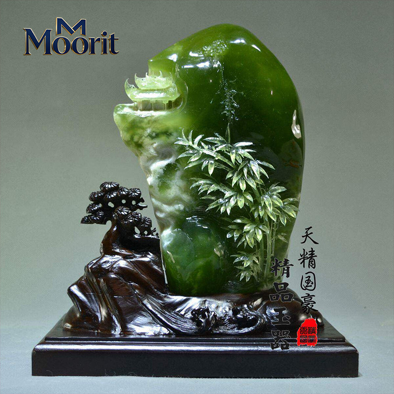 Moorit玉雕摆件天然玉石摆饰客厅玄关装修用如意花卉设计天精国品