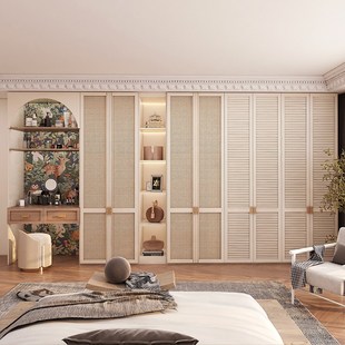 轻奢衣柜带梳妆台一体家用卧室现代高档网红带玻璃门衣橱衣帽间柜