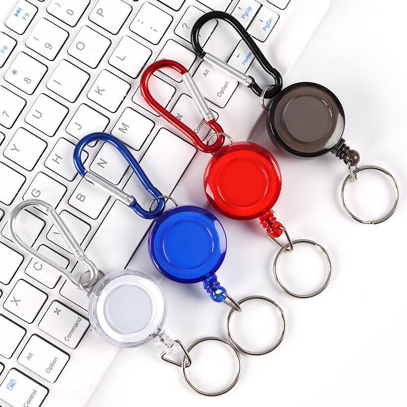 伸缩绳回弹自动背夹易拉扣伸缩扣定制拉线器证件扣拉伸钥匙扣防丢