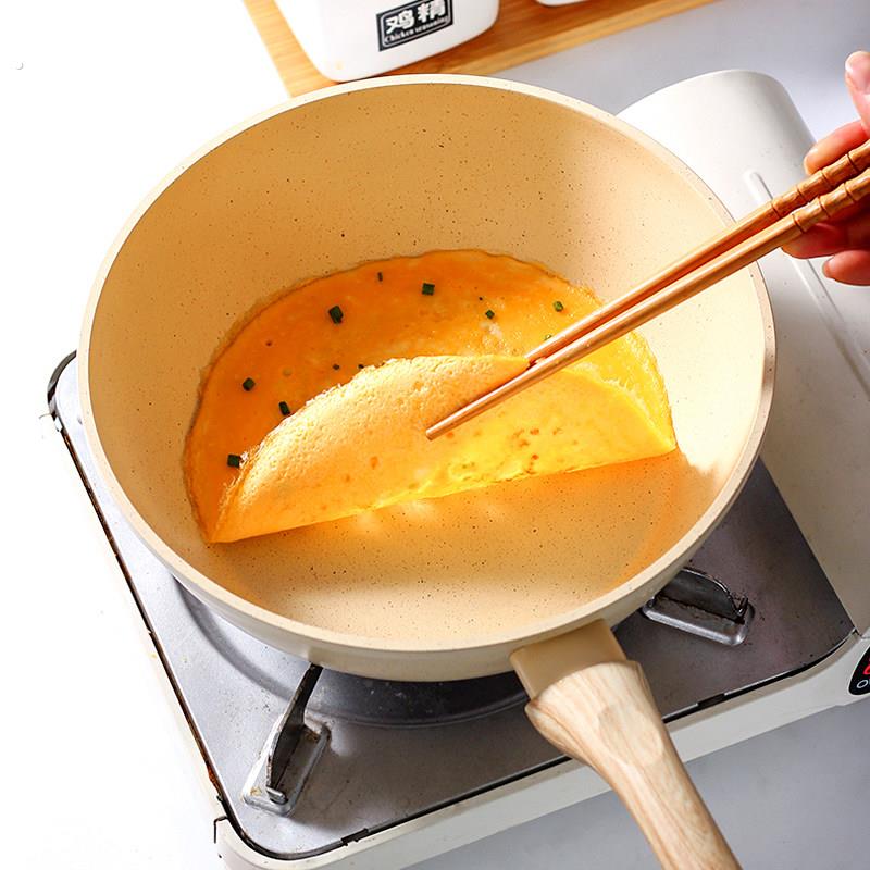 麦饭石不沾锅平底锅炒锅家用小炒锅煎蛋锅电磁炉专用瓦斯炉适用