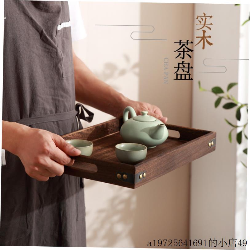 日式烧桐木托盘 酒店点心盘实木 长方形咖啡厅果盘 手工磨砂桐木