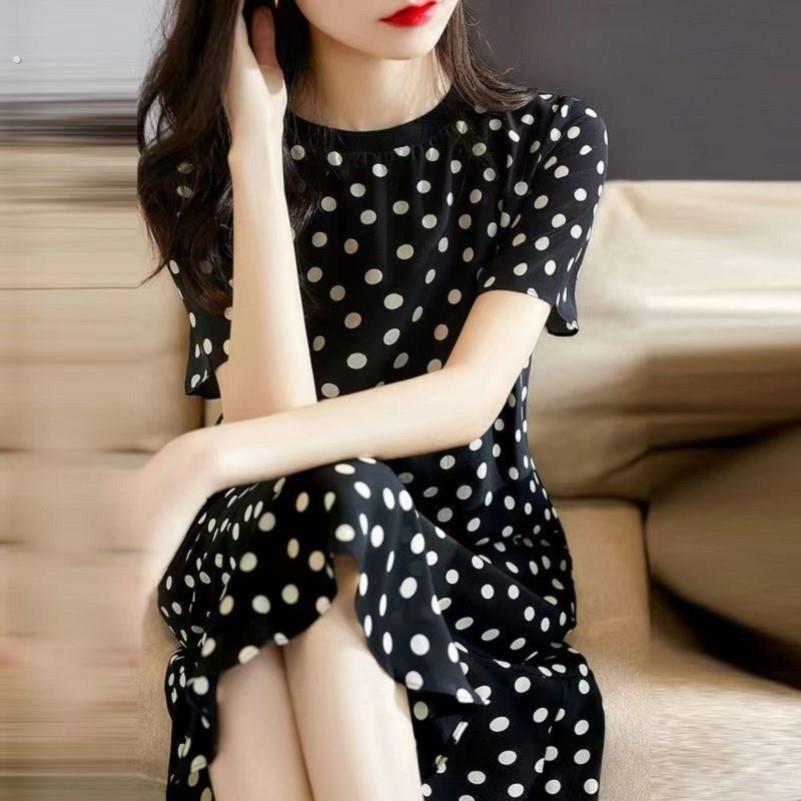 棉绸睡裙女夏季薄款短袖睡衣甜美宽松人造棉大码连衣裙春秋家居服