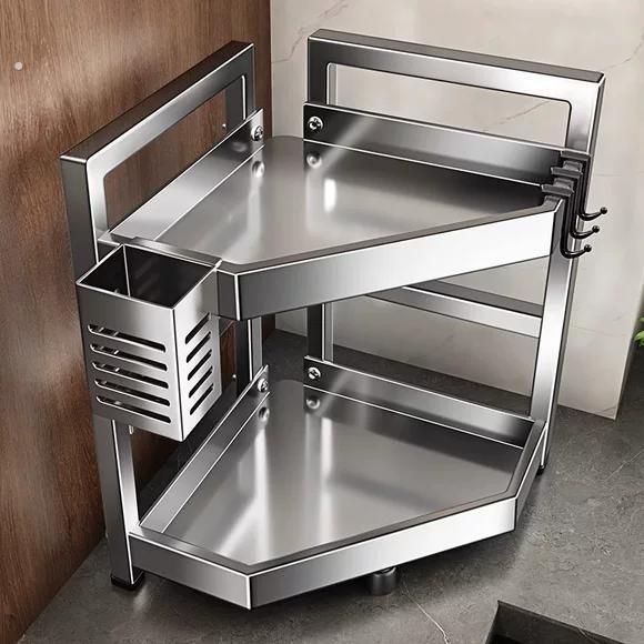 厨房不锈钢置物架台面转角三角架调料品盐调味罐多层调味料收纳层