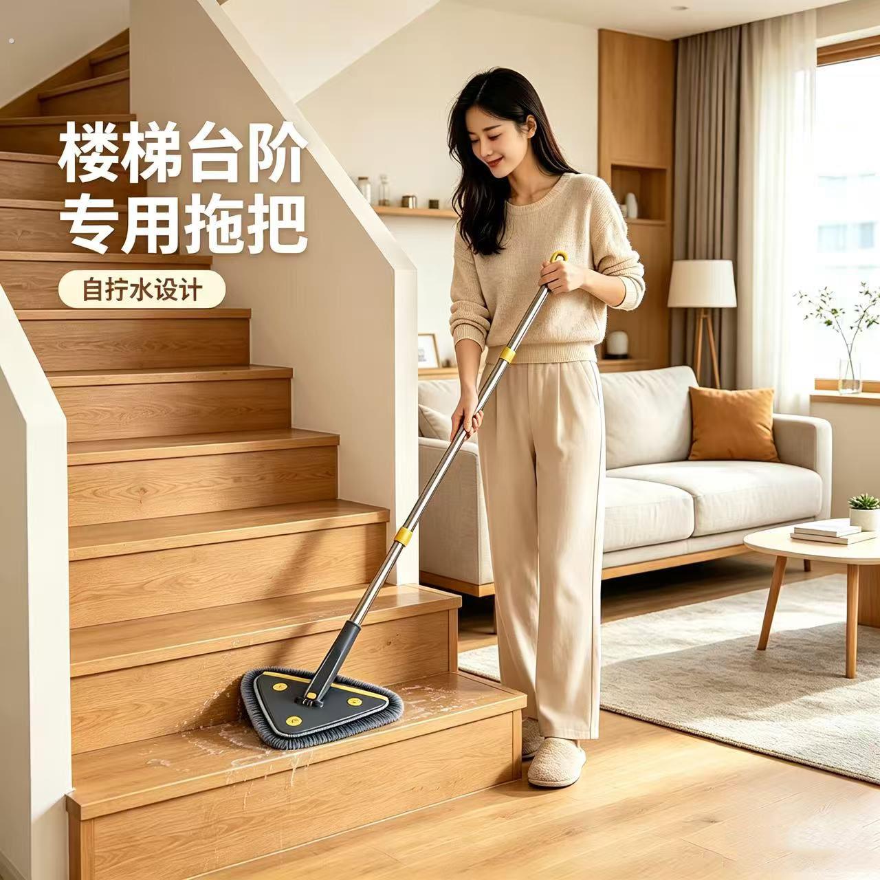 拖楼梯道神器擦台阶专用拖把清洁打扫洗清理拖地拖布步梯踏步墩布