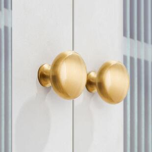 法式 奶油风抽屉把手黄铜实心现代简约北欧金色实木衣柜整体橱柜门