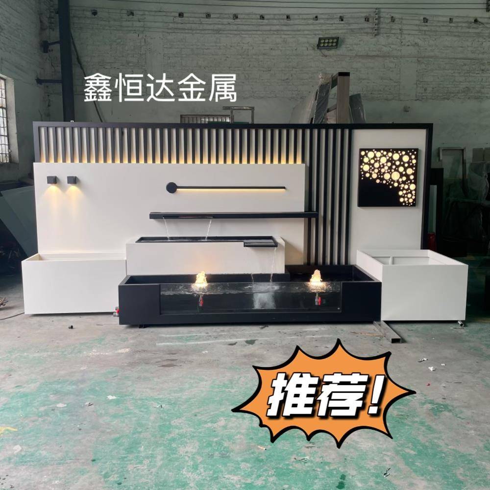 现代不锈钢流水景墙室外庭院影壁墙花园水幕墙屏风院子水系背景墙