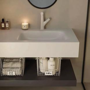 可定制岩板热弯一体盆代简约酒店风实木浴室柜组合洗漱台洗手池