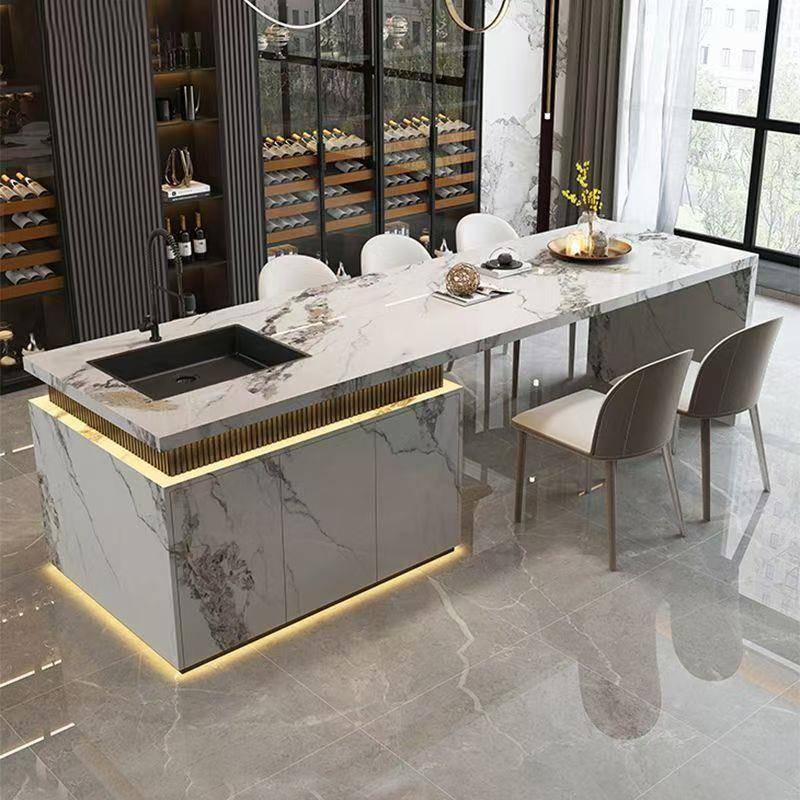 需定制公司吧台餐柜岛台餐桌一体开 放式家用厨房家用带水槽单独